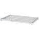 A close-up of a Channel adjustable tubular aluminum shelf.