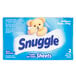 A blue package of 2 Snuggle fabric softener sheets.