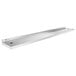 A long rectangular stainless steel shelf with holes.