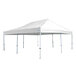 A white Caravan Canopy tent with poles.