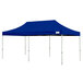 A blue Caravan Canopy tent with two poles.