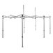 A metal structure with multiple poles and a white canopy.