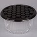 A black plastic D&W Fine Pack cake display container with a clear lid.