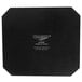 A black hexagon shaped Vollrath silicone chafer mat with white text.