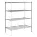 A Regency chrome wire shelving unit with four shelves.
