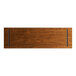 A rectangular wooden Lancaster Table & Seating live edge table top with a rustic walnut finish.