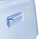 a plastic container with a blue handle