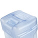 A blue Rubbermaid plastic container with a lid.