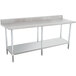 A 16 gauge stainless steel work table with a galvanized undershelf.