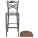 A Lancaster Table & Seating metal bar stool with a wooden seat.