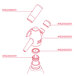 A drawing of a device with a lid and tube, with the lid labeled "iSi 2002001 Cap"