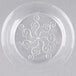 A clear plastic bowl with a swirl design.