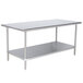 An Advance Tabco stainless steel work table with an undershelf.