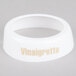 A white plastic Tablecraft salad dressing dispenser collar with beige "Vinaigrette" lettering.