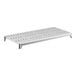 A white plastic vented shelf with legs.