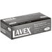 A black box of Lavex Pro Nitrile Black gloves with white text.