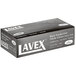 A black box of Lavex Pro black nitrile gloves with white text.