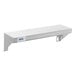 A white Lavex stainless steel wall mount shelf with a label.