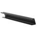 A black metal shelf mounting strip with three long black metal beams.