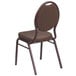 A Flash Furniture brown fabric banquet chair with a copper metal frame and a teardrop back.