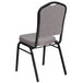 A Flash Furniture gray fabric banquet chair with a black metal frame and crown backrest.