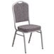 A gray Flash Furniture Hercules Herringbone Fabric banquet chair with a silver metal frame.