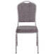 A grey and white Flash Furniture banquet chair with a silver metal frame.