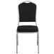 A Flash Furniture black fabric banquet chair with a silver frame.