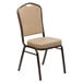 A Flash Furniture tan vinyl banquet chair with a metal frame.