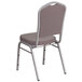 A Flash Furniture gray fabric banquet chair with a silver frame and a crown backrest.