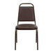 A brown Flash Furniture banquet chair with metal legs.