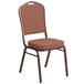 A Flash Furniture brown fabric banquet chair with a copper vein metal frame.