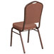 A brown Flash Furniture banquet chair with a copper vein metal frame.