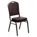 A brown Flash Furniture banquet chair with a copper vein metal frame.