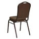A Flash Furniture brown banquet chair with a copper vein metal frame and brown cushion.