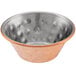 A Choice hammered copper stainless steel sauce cup with a white background.