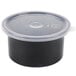 a black container with a clear lid