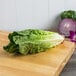 A California romaine lettuce on a cutting board.