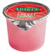 A close up of a Luigi's Intermezzo cherry Italian ice cup.