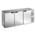 A stainless steel Beverage-Air back bar refrigerator with three doors.