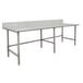 A stainless steel Advance Tabco work table with a long top.