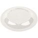 A close-up of a Carlisle white melamine pie plate with a wide rim.