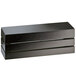 A black rectangular crate riser with three compartments on top.