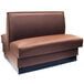 An American Tables & Seating mocha brown leather booth with a black base.