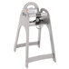A grey Koala Kare high chair with a tray and seat strap.