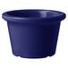 A cobalt blue melamine ramekin with a smooth finish.