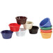 A stack of red GET fluted melamine ramekins.