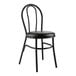 A Lancaster Table & Seating black metal hairpin chair with a black vinyl seat.