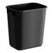 A black plastic Continental rectangular trash can.