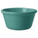 A close up of a turquoise GET Rainforest Green Melamine Ramekin.